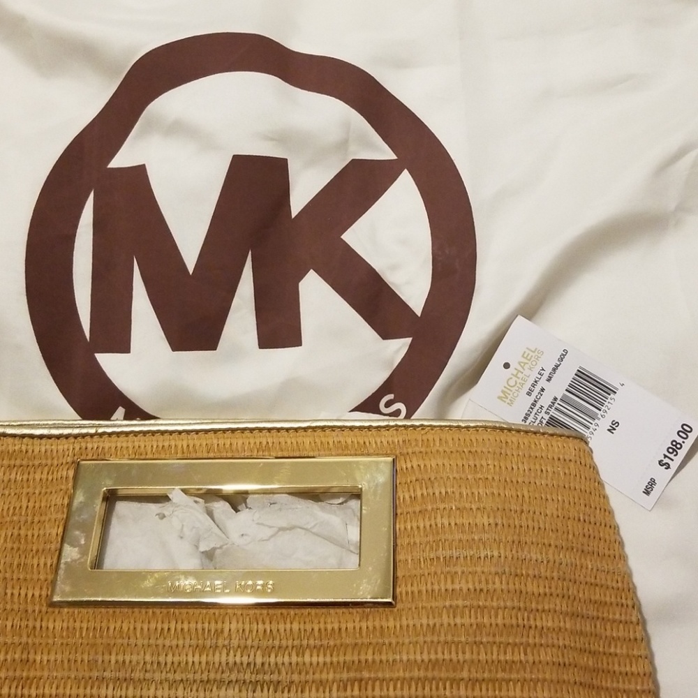Michael Kors straw clutch purse